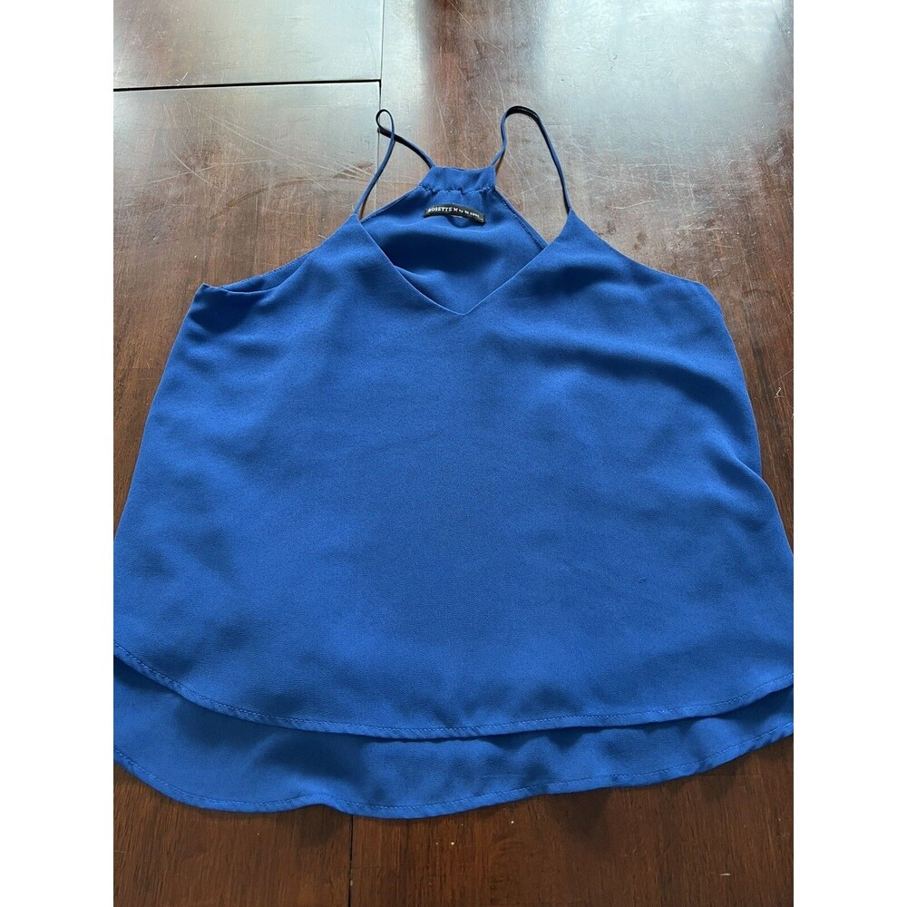 Women’s Rosette Blue Spaghetti Strap Tank Top Size Small
